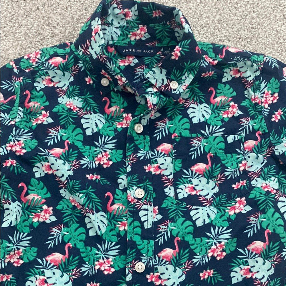 Janie and Jack Blue and Green Casual Button Down Shirt